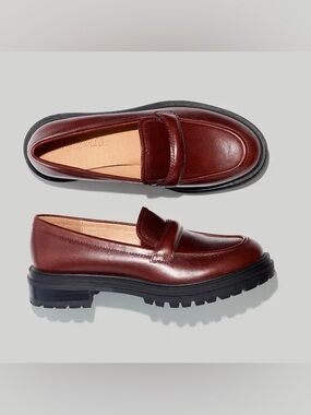 Madewell Bradley Leather Lug-Sole Loafers - Cherry Wood